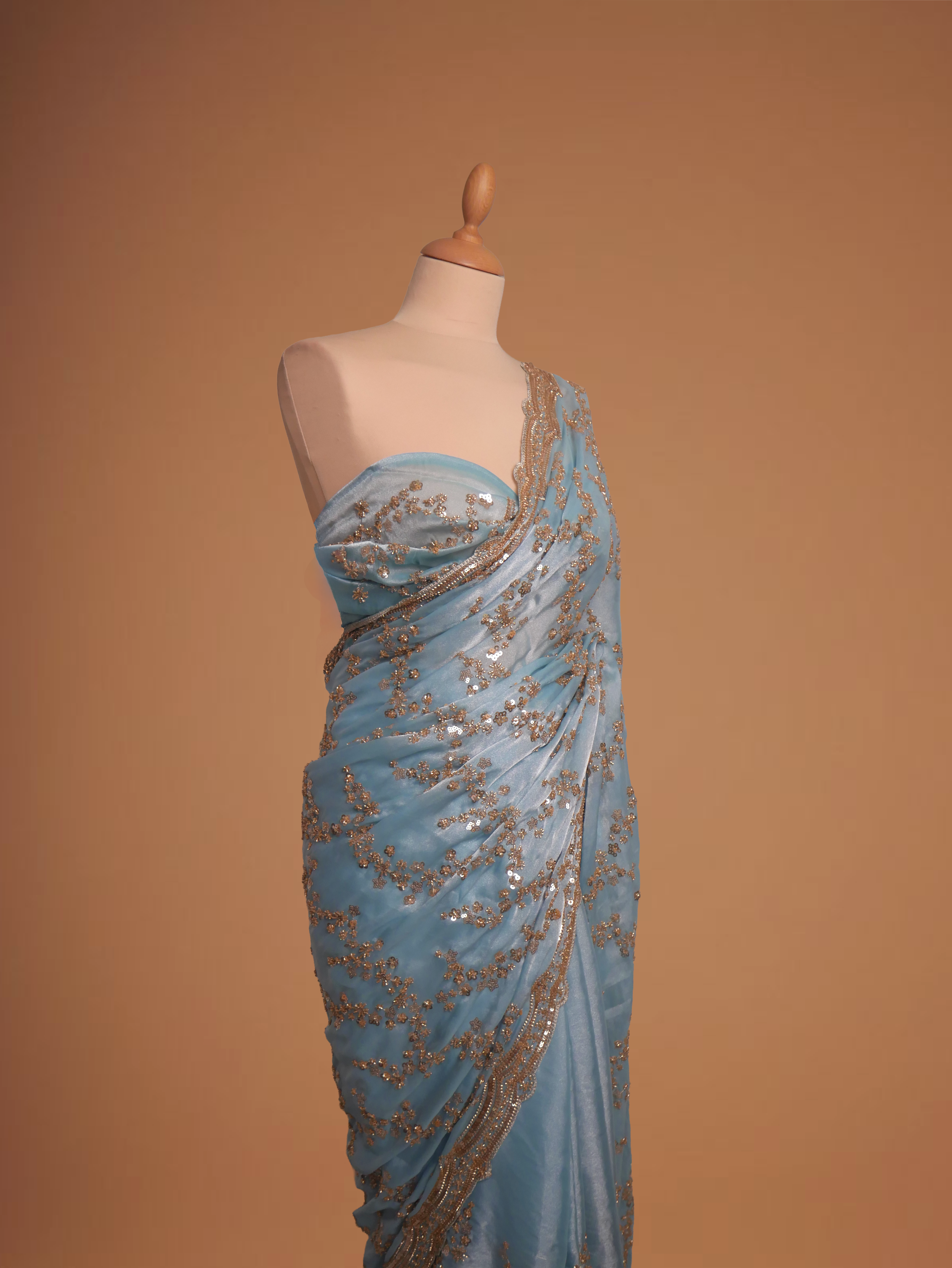 Aqua-sequin-saree