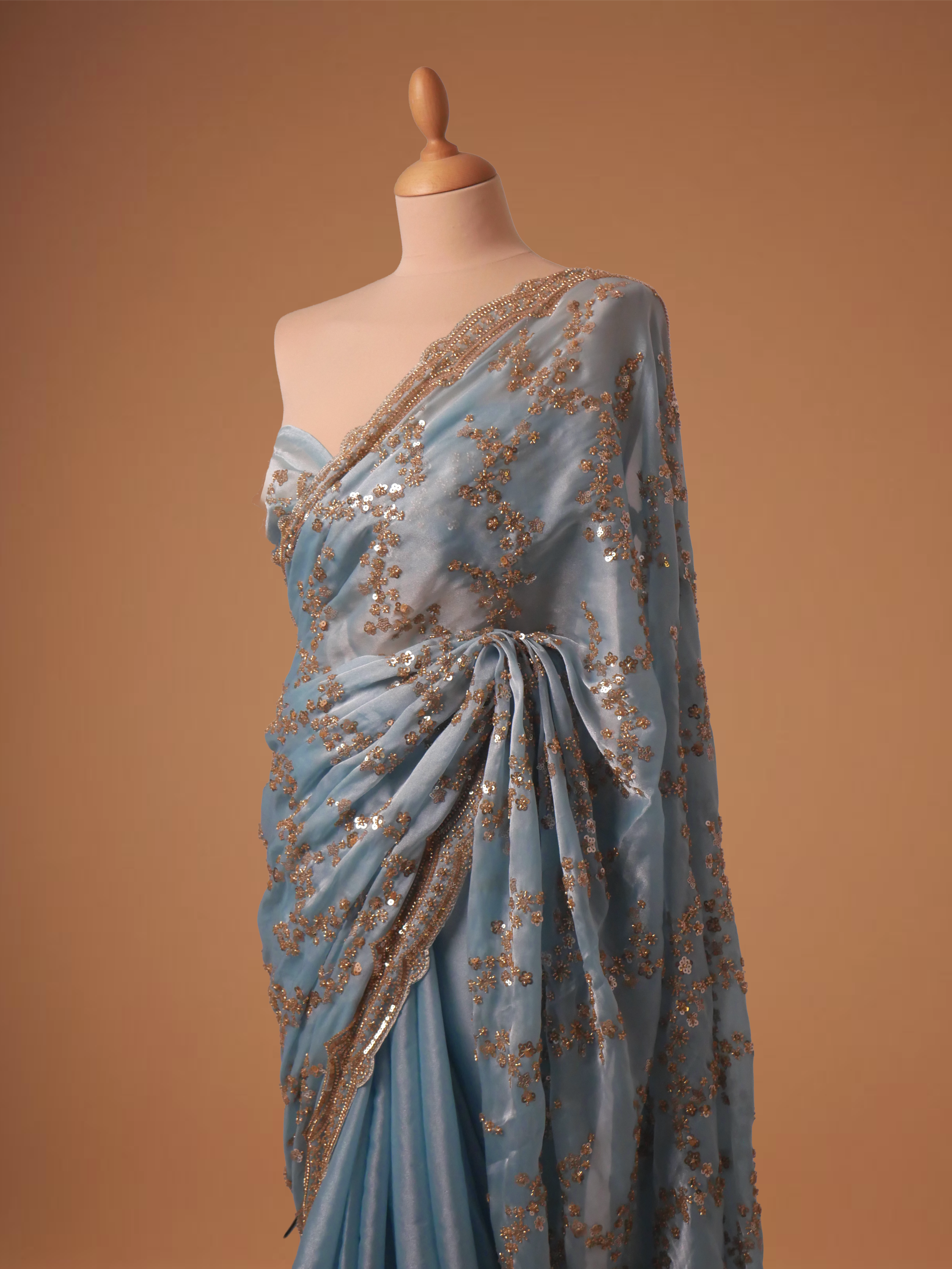 Aqua-sequin-saree