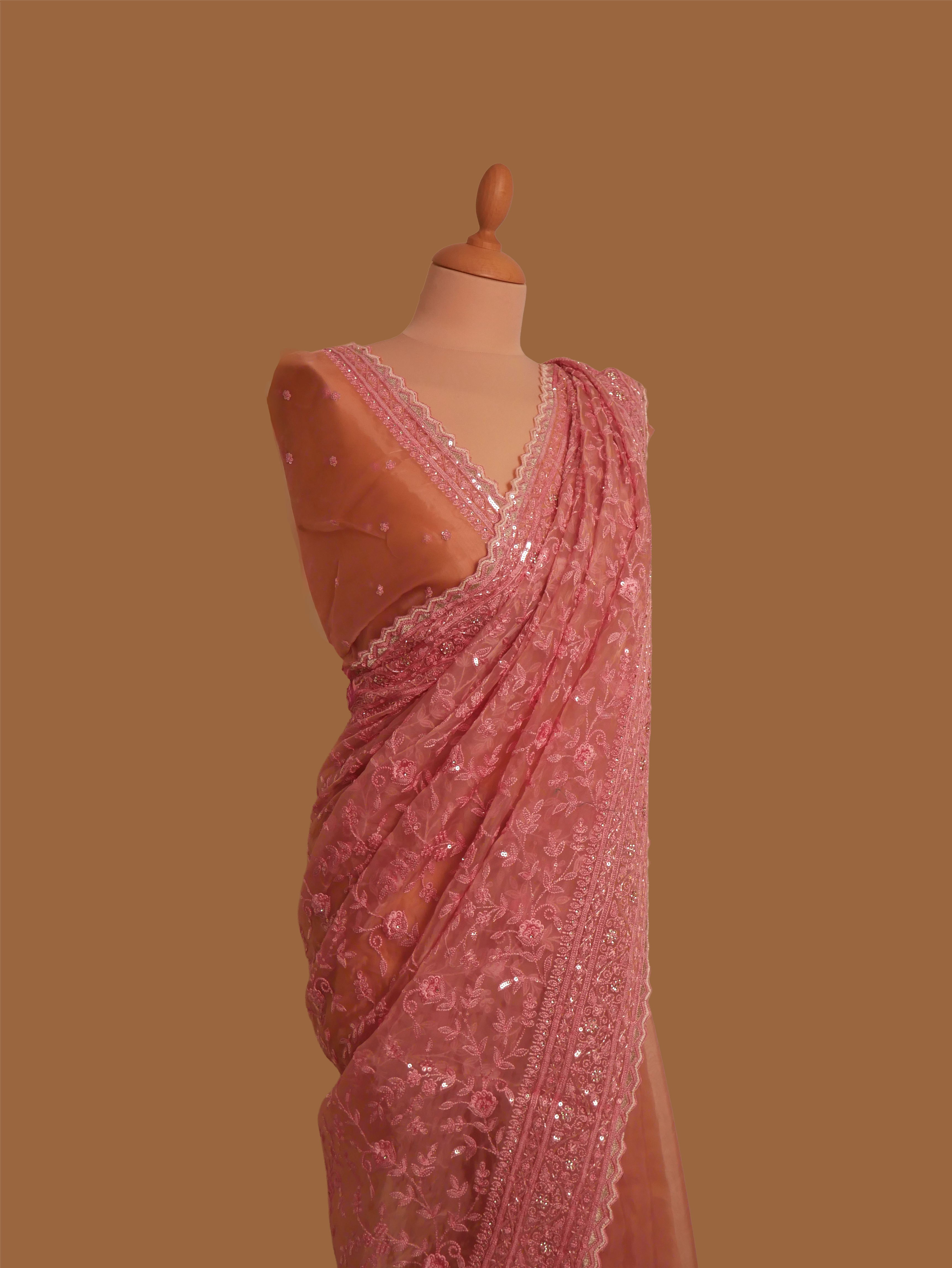 pink-net-saree