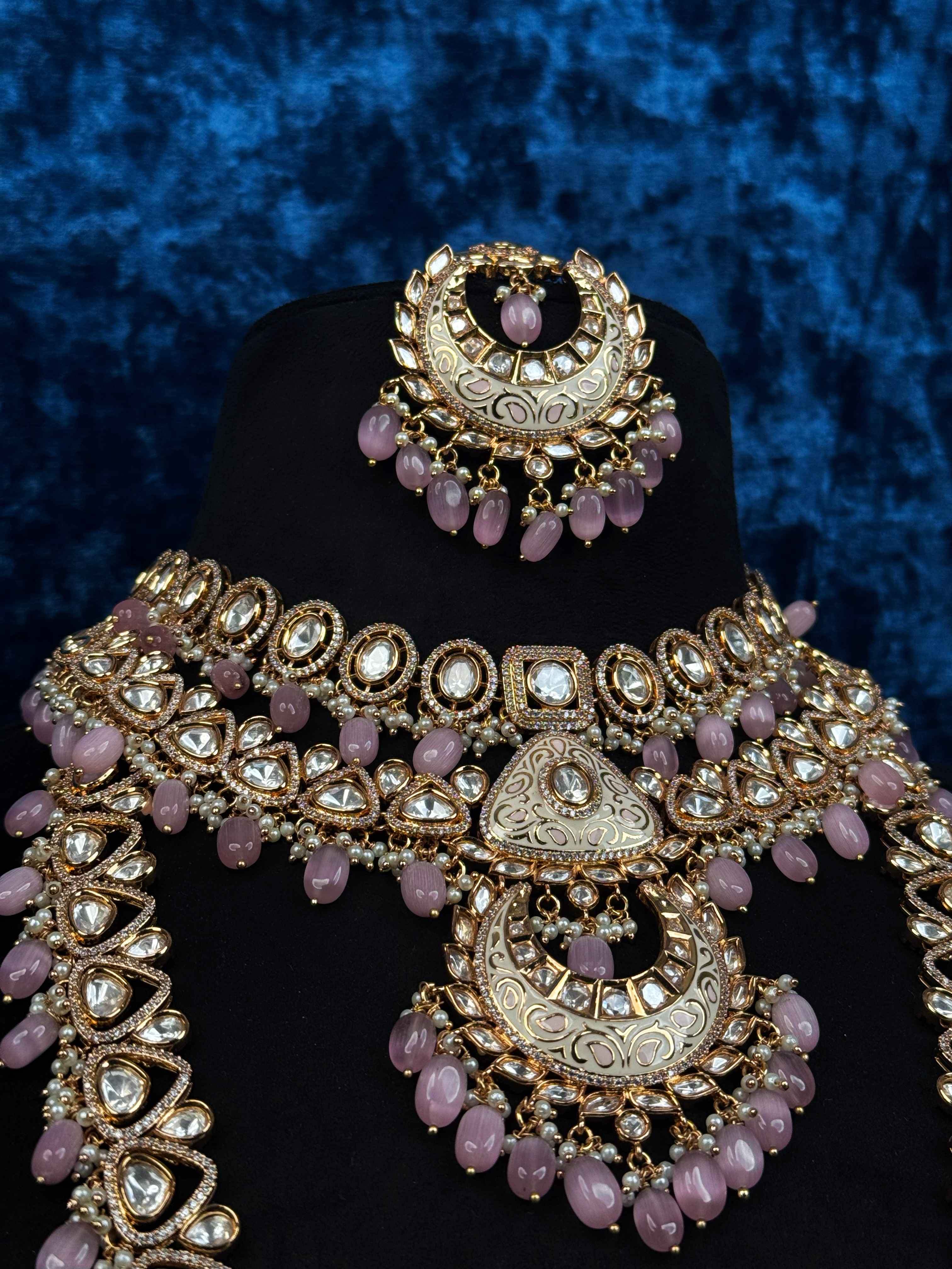 lavender-kundan-set