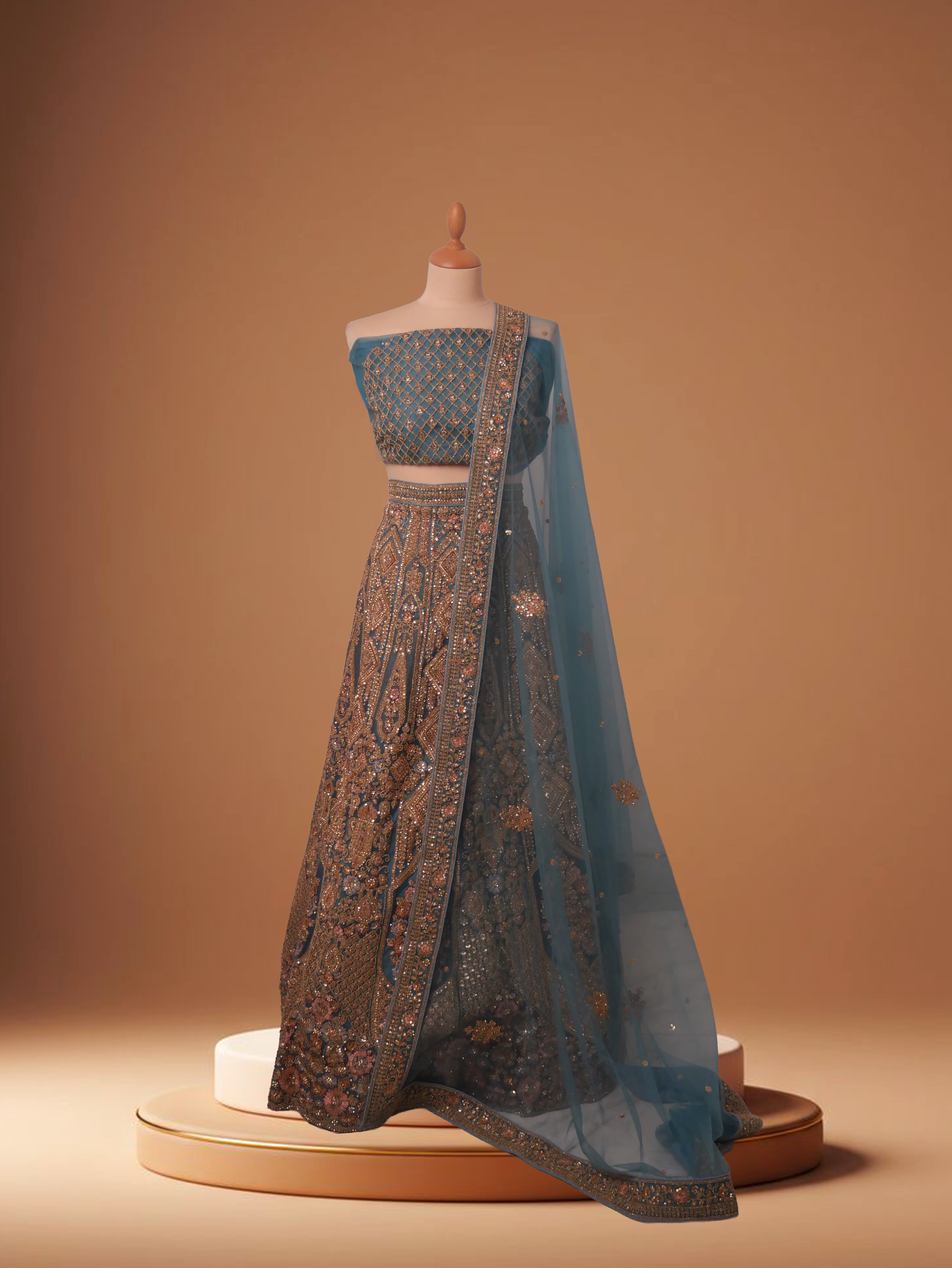 Teal-Mist-Hand-Embellished-Bridal-Lehenga-Set