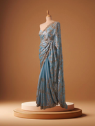 Aqua-sequin-saree