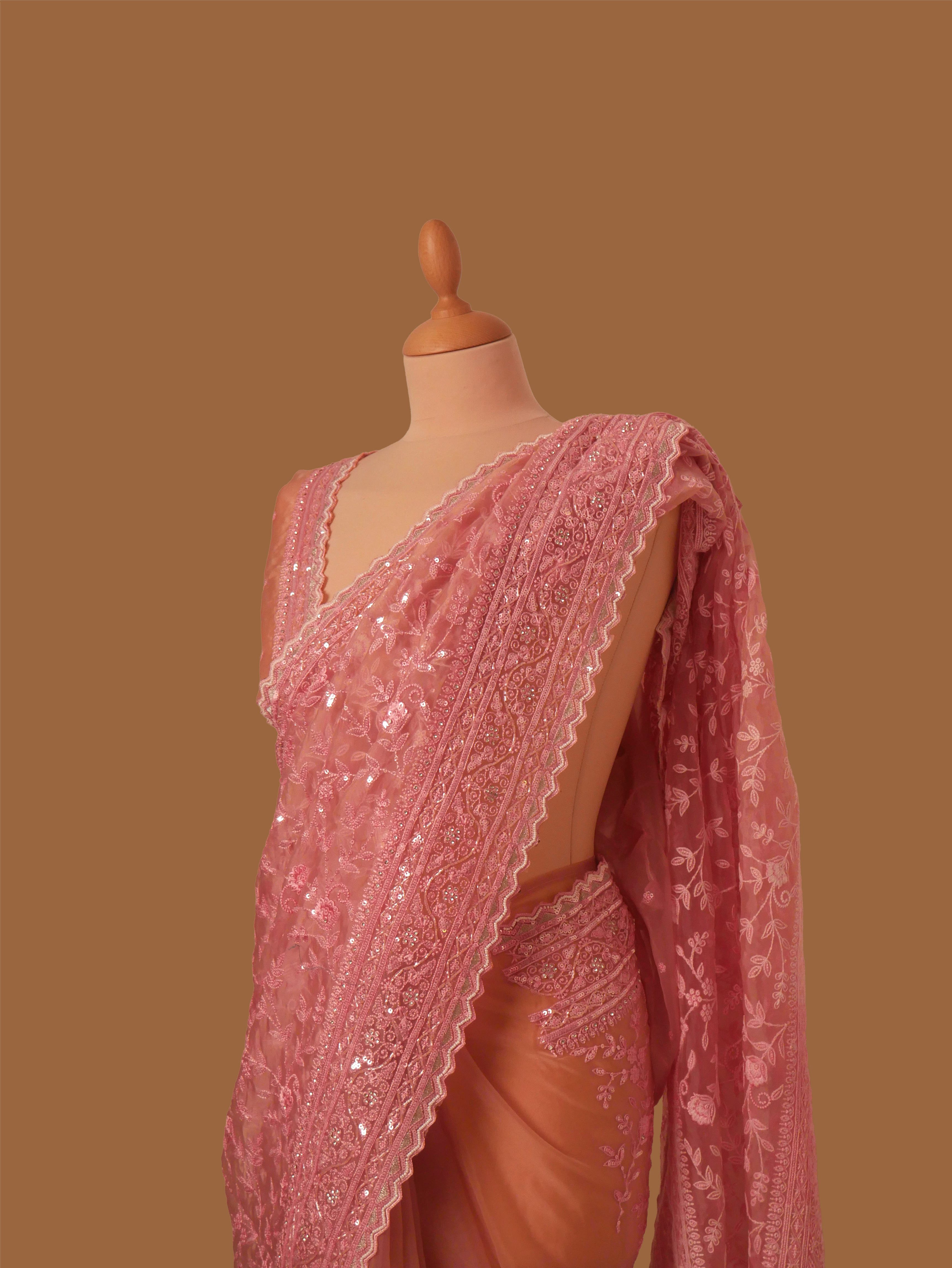 pink-net-saree