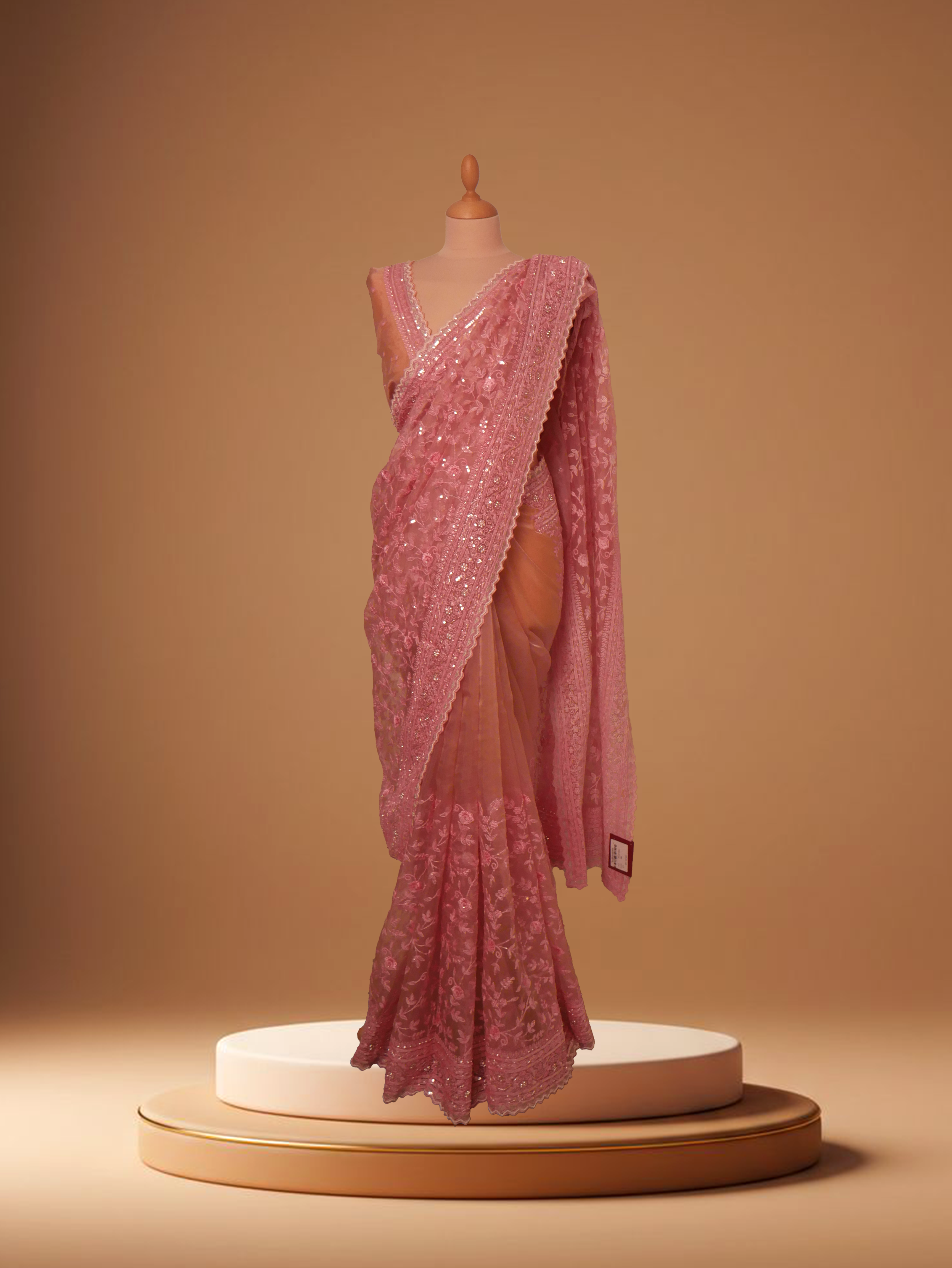pink-net-saree