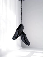 Men’s black patent slip-on loafers – polished formal dress shoes for tuxedos.