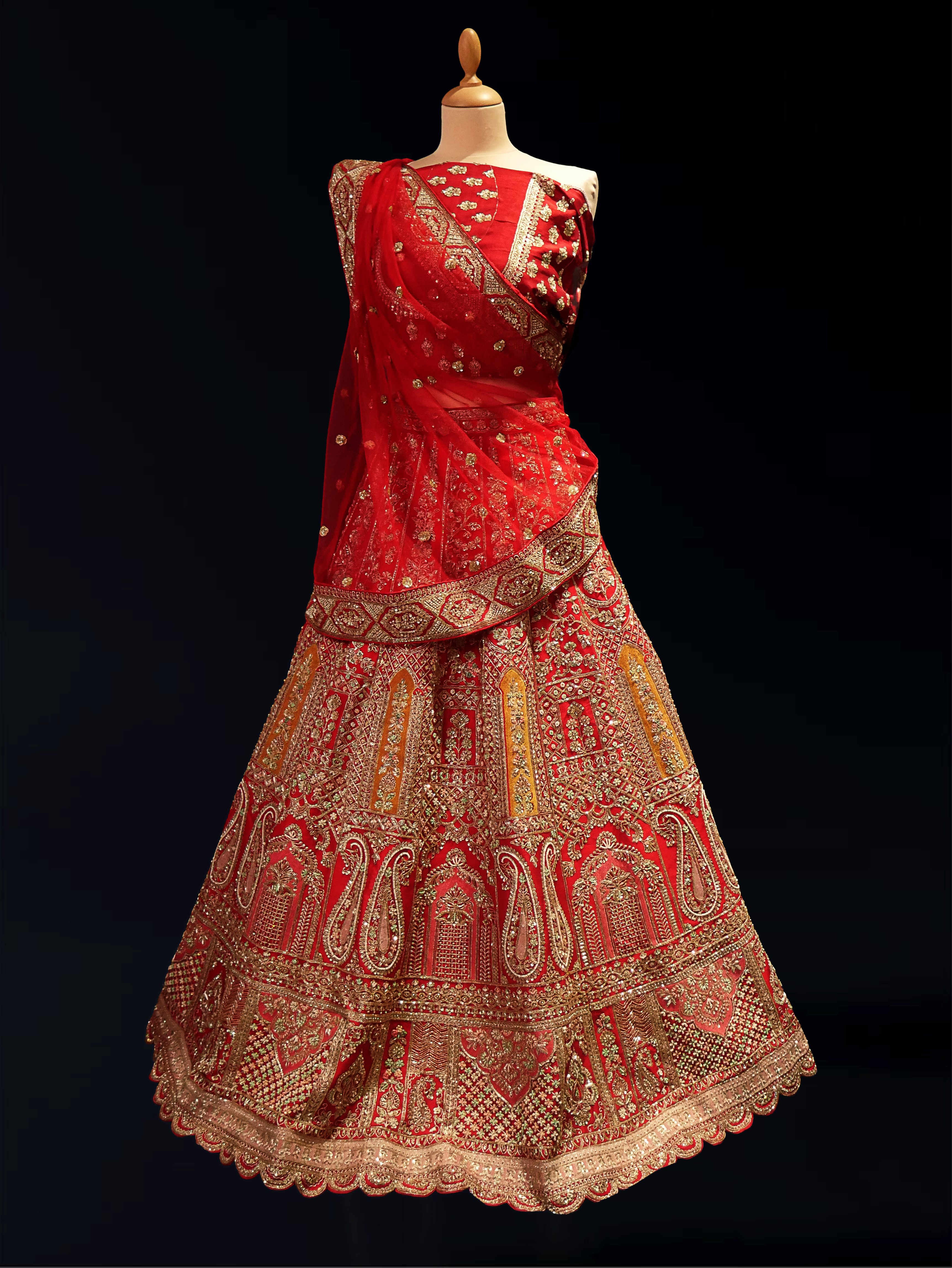 bridal red lehenga unsitched